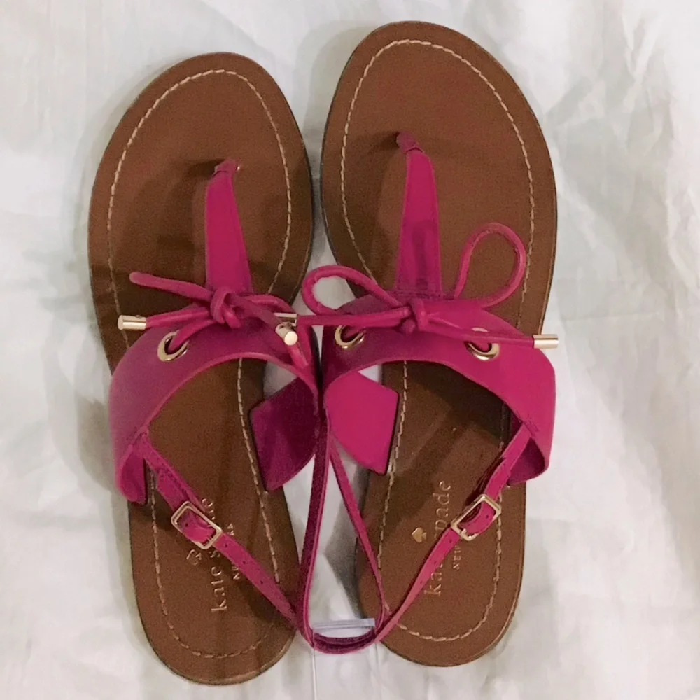 KATE SPADE Pink Leather Thong Flat Sandals